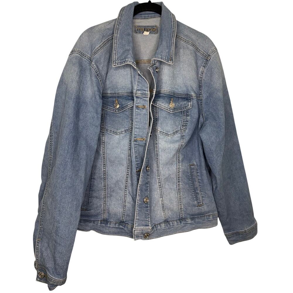 Maurices Denim Jean Jacket Plus Size 2X Medium Wash Stretch